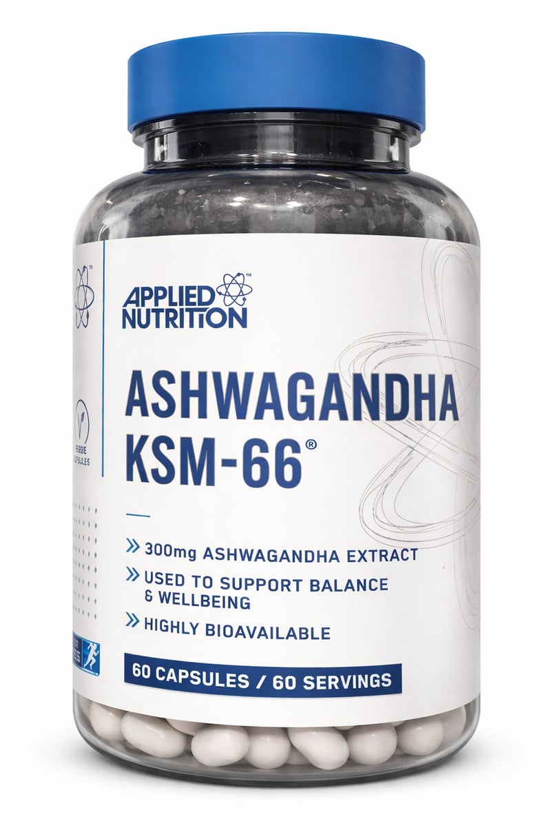 أبلايد نيوتريشن كبسولات أشواغاندا KSM، 60 كبسولة - تخفيف طبيعي للتوتر، وتعزيز الطاقة، ودعم صفاء الذهن - Image 1